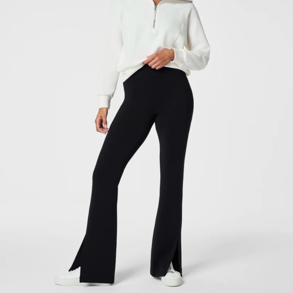 Ribbed Flare Leggings Pants With Front Vent Hem NWT - Picture 3 of 3